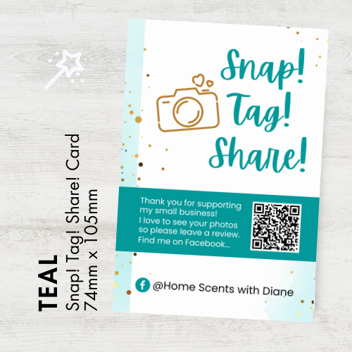 Teal Snap! Tag! Share Cards